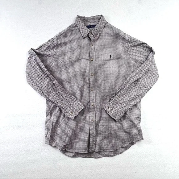 Polo Ralph Lauren Plaid Button Down Shirt XXL Blue White Long Sleeve Classic Fit - Picture 2 of 8